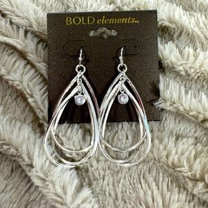 Bold Elements Silvertone Teardrop Earrings – NWT